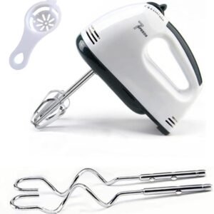 White Hand Mixer with 7 Speeds ABS Plastic